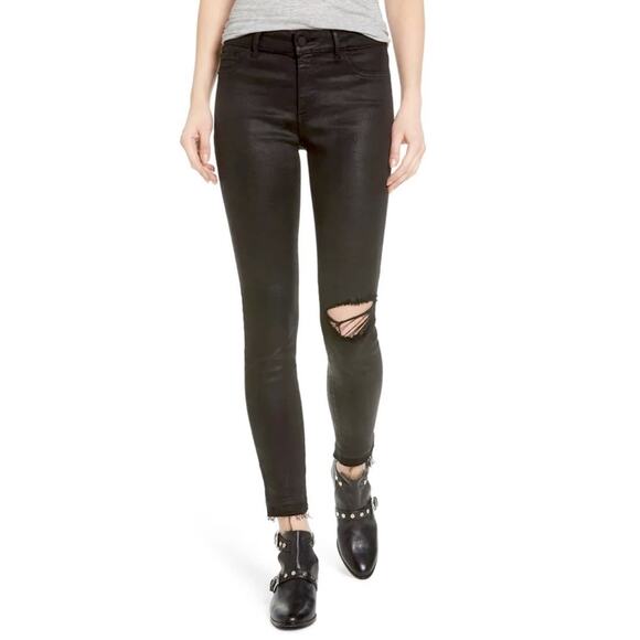DL1961 Margaux Instasculpt Ankle Skinny in Habasu Jeans Women's 29 Black Raw Hem - Picture 1 of 14